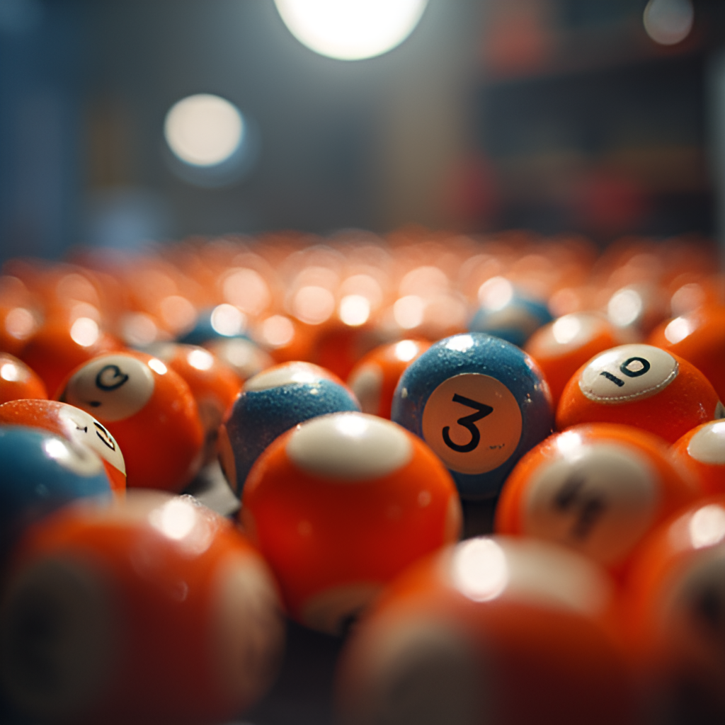 A close-up shot of lottery balls being drawn from a machine, with bright lights and a sense of anticipation, reflecting the moment of the Tinka results announcement.