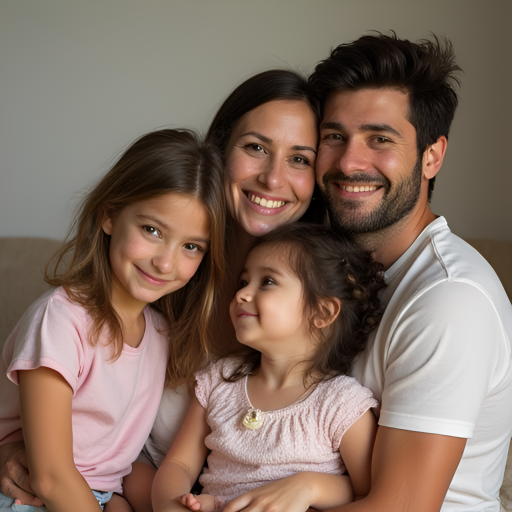 A warm, candid photo of Yaco Eskenazi with his wife Natalie Vértiz and their children, showing a happy family moment away from the cameras.